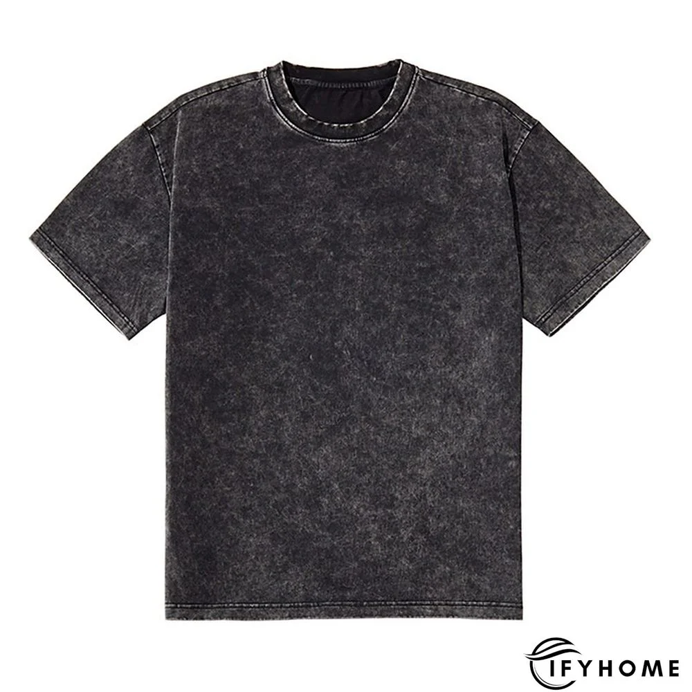 Men's 100% Cotton Acid Wash Shirt Oversized Shirt Plain Crew Neck Sports & Outdoor Daily Short Sleeve Clothing Apparel Fashion Designer Casual | IFYHOME