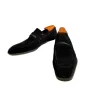 Mens Black Slip On Suede Leather Dress Shoes 