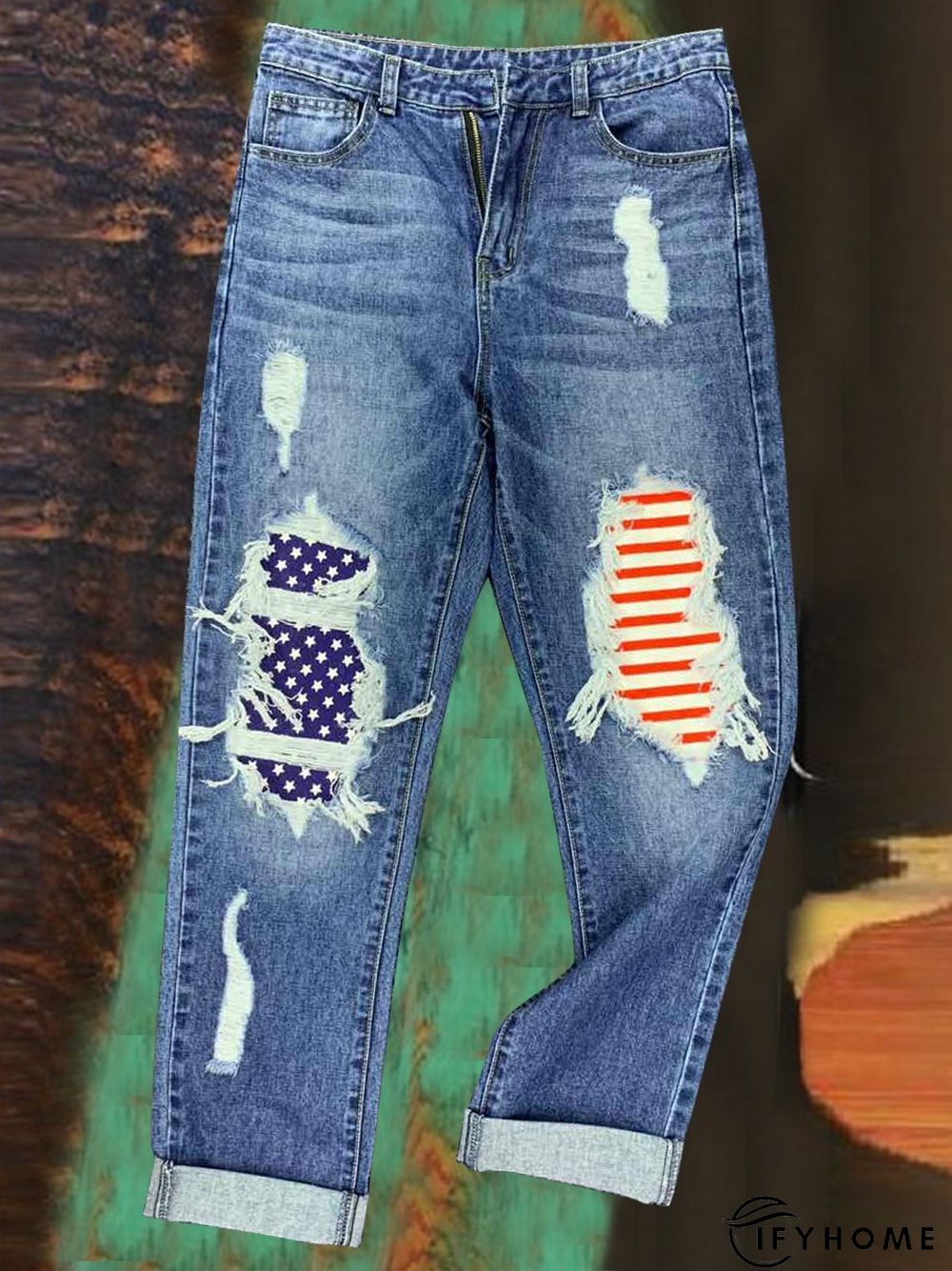 Blue Vintage Graphic Jeans | IFYHOME