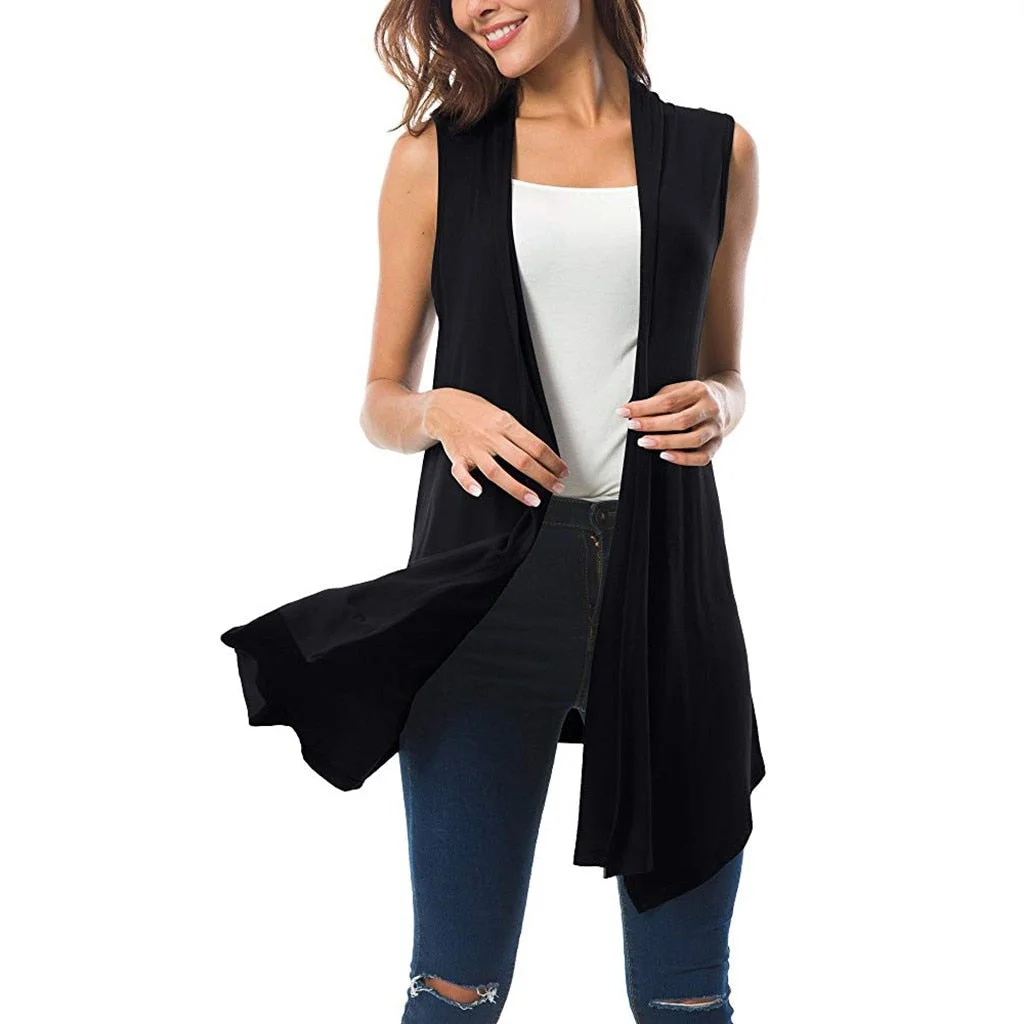 Summer Fashion Draped Open Front Cardigan Vest Blouse Ladies Solid Casual Cover up Female Women's Shirt Blusas Kimono Pullover