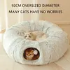 Winter Warm Cat Cave Round Foldable Cat House Long Plush Cat Tunnel Bed Cat Tube
