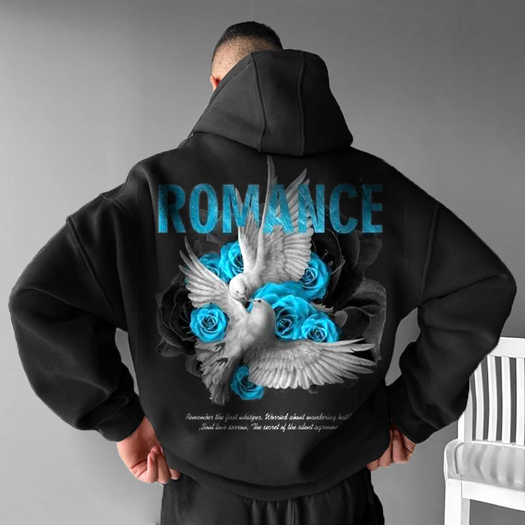 Rose And Peace Dove Lettering Hoodie