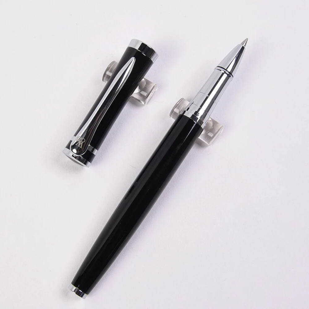 High quality Metal Rollerball Pen with Silver Clip 0.5mm Black Ink Sign Pens Businss Office Product School Supplies Gift pen