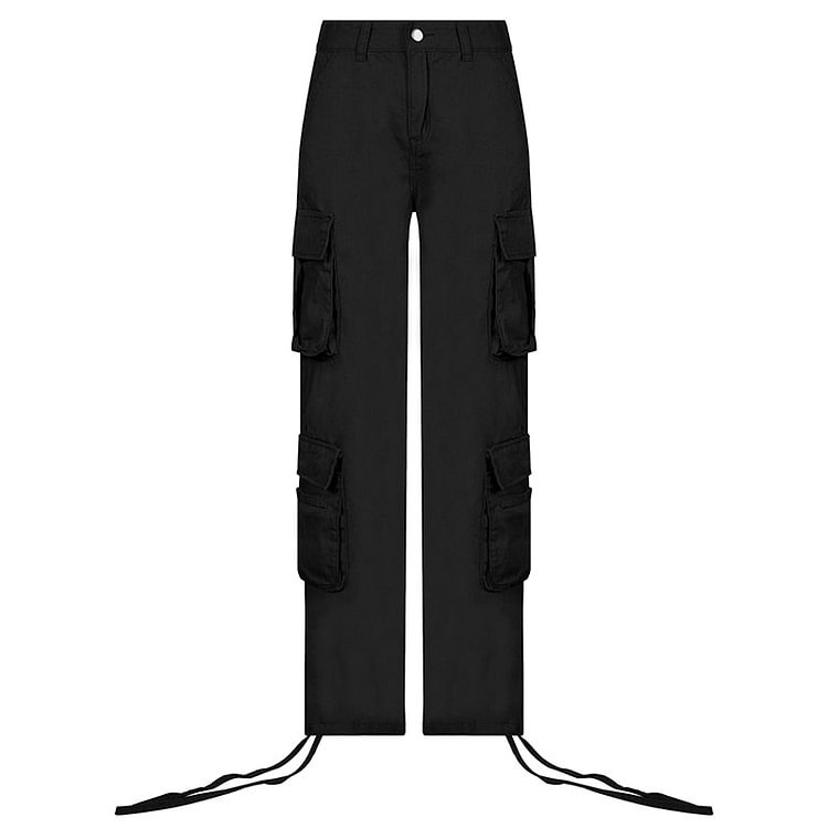 Rapcopter Ruched Big Pockets Cargo Jeans Retro Sporty Low Waisted Trousers Light Brown Fashion Streetwear Denim Joggers Women