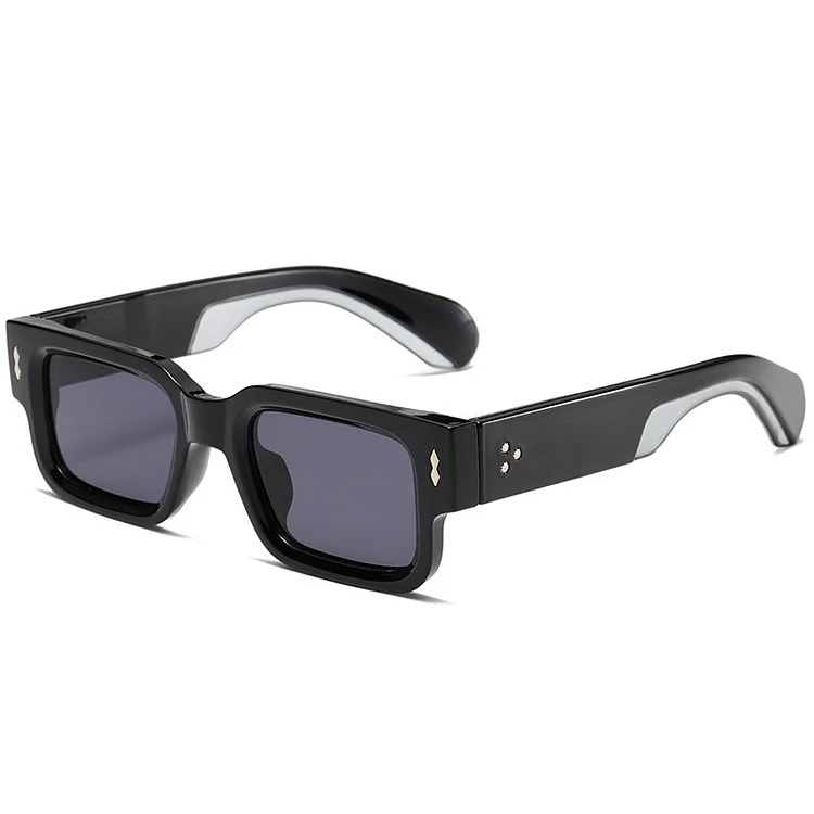 Vintage Small Rectangle Sunglasses Men Rivet Brand Designer Square Sun Glasses Women Black Shades Lady 50S Jeff Eyewear