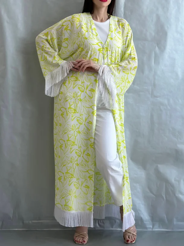 Stylish Floral Tassel Dress Robe-inspireuse