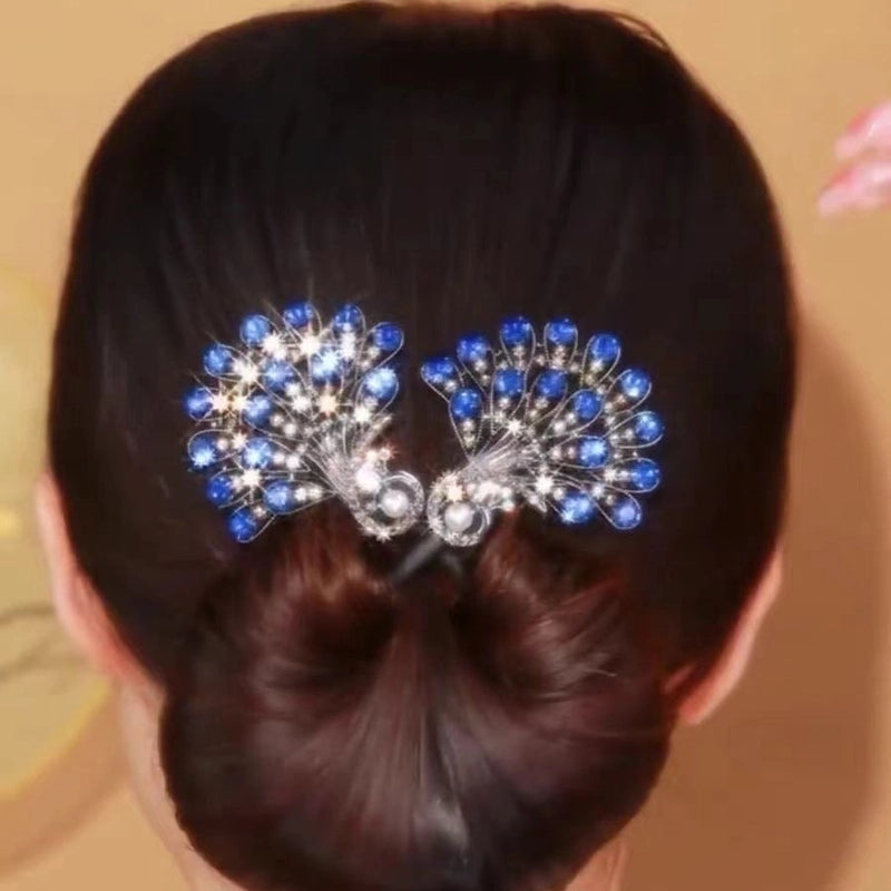 Women’s Minimalist Peacock Feather Flower Alloy Plating Inlay Rhinestones Hair Band