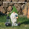 Flocked Gnome Statue with Solar Light Outdoor Gnome Decoration for Outdoor Decor