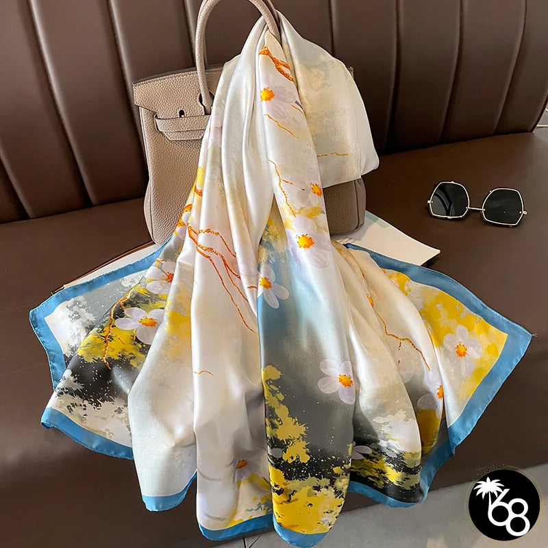 Women's Silk Head Wrap Printed Pattern Trendy Beach Scarves | 168DEAL