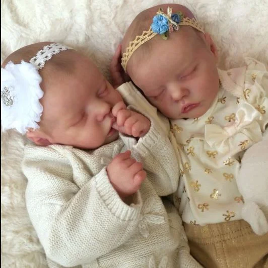 [Adorable Twins]12'' Soft Touch Real Lifelike Twins Baby Lexi and Allie Reborn Dolls Twins Girls By Dollreborns®