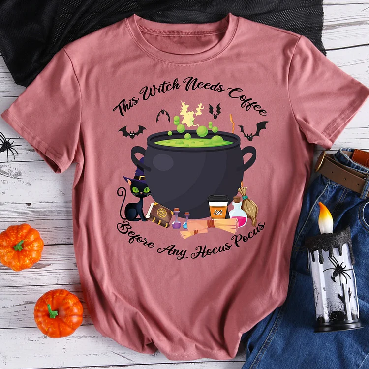 This Witch Needs Coffee Before Any Hocus Pocus T-Shirt-06884