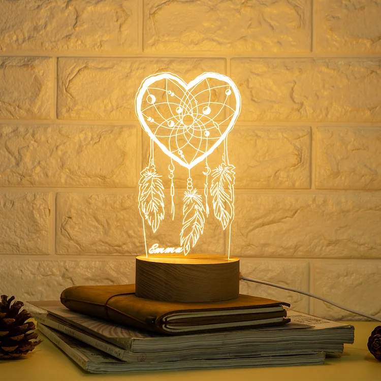 Lampe LED personnalisée avec nom pour maman, veilleuse en forme de cœur,  cadeau de fête des mères, pour la chambre des filles, décor