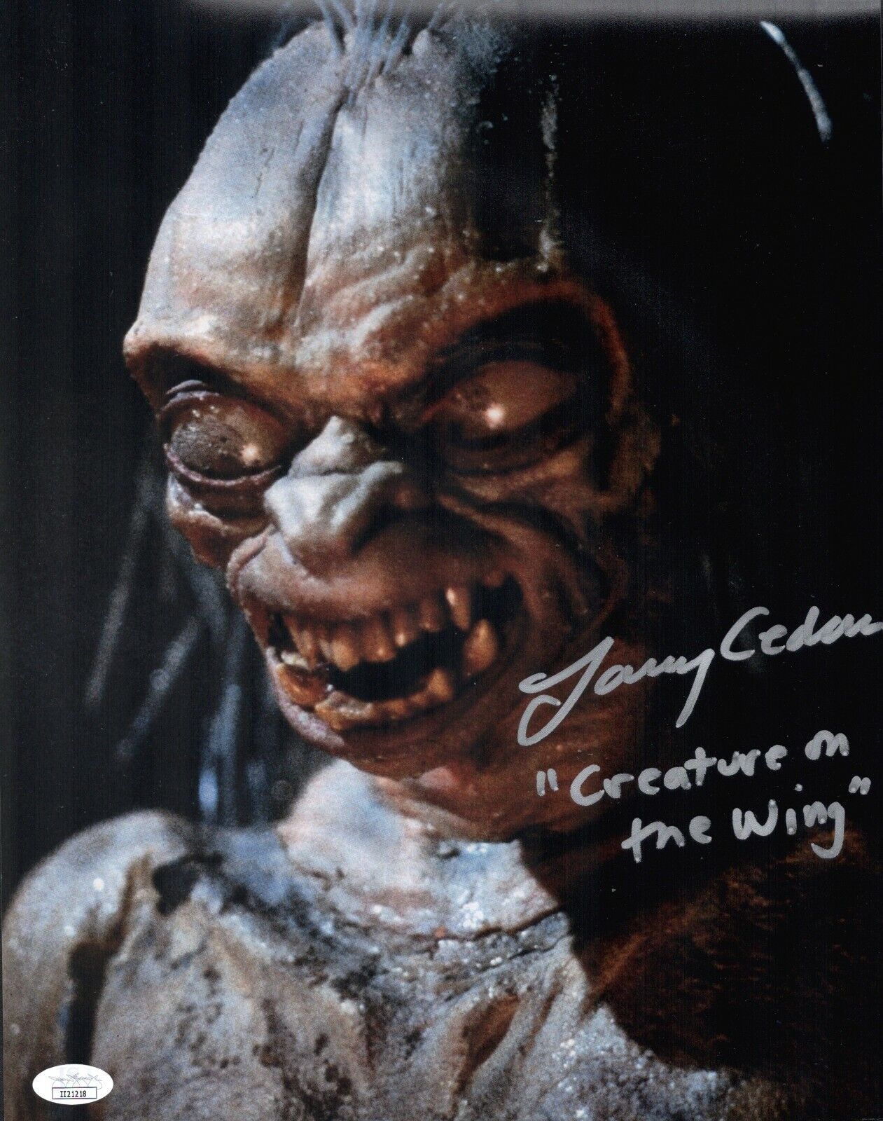 LARRY CEDAR Signed TWLIGHT ZONE Gremlin 11x14 Photo Poster painting In Person Autograph JSA COA