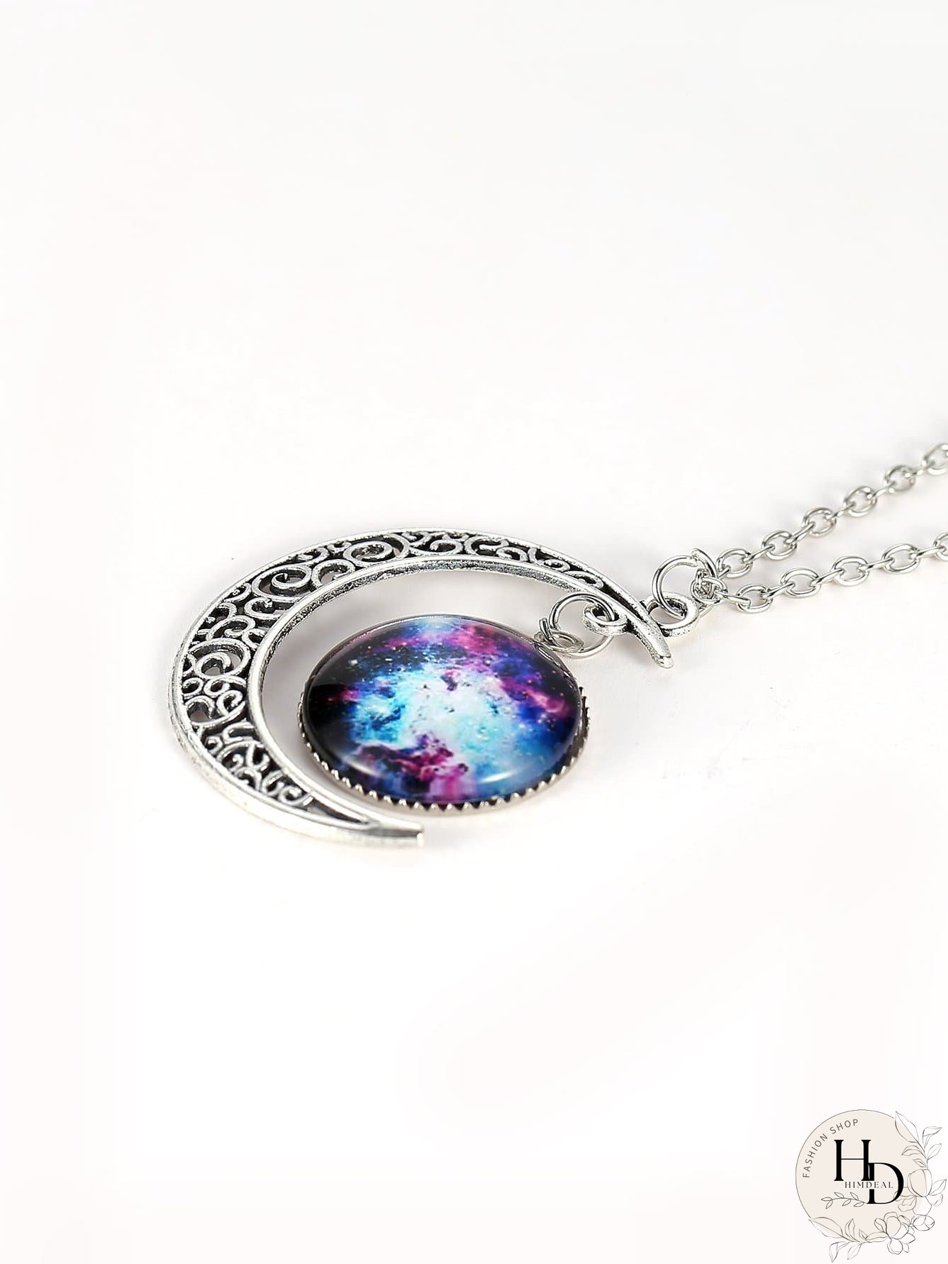 Star Sky Round & Moon Pendant Necklace