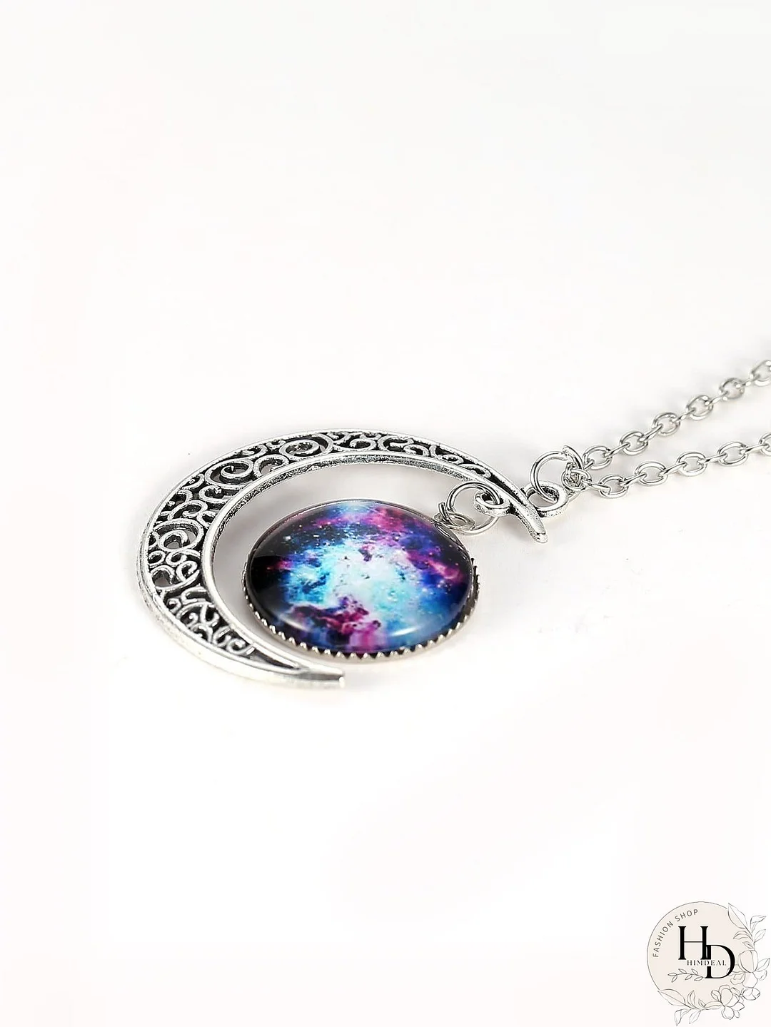 Star Sky Round & Moon Pendant Necklace