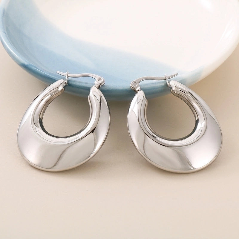 1 Pair Minimalist U Shape Plating Titanium Steel 18K Gold Plated Hoop Earrings