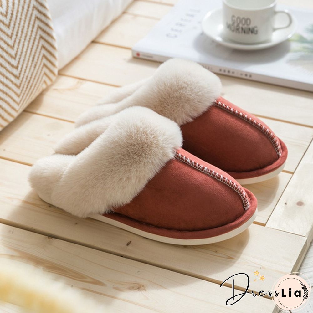 Fashion Women Winter Slippers Indoor Bedroom Lovers Couples Shoes Fashion Warm Shoes Flat Flat Antiskid Slipper