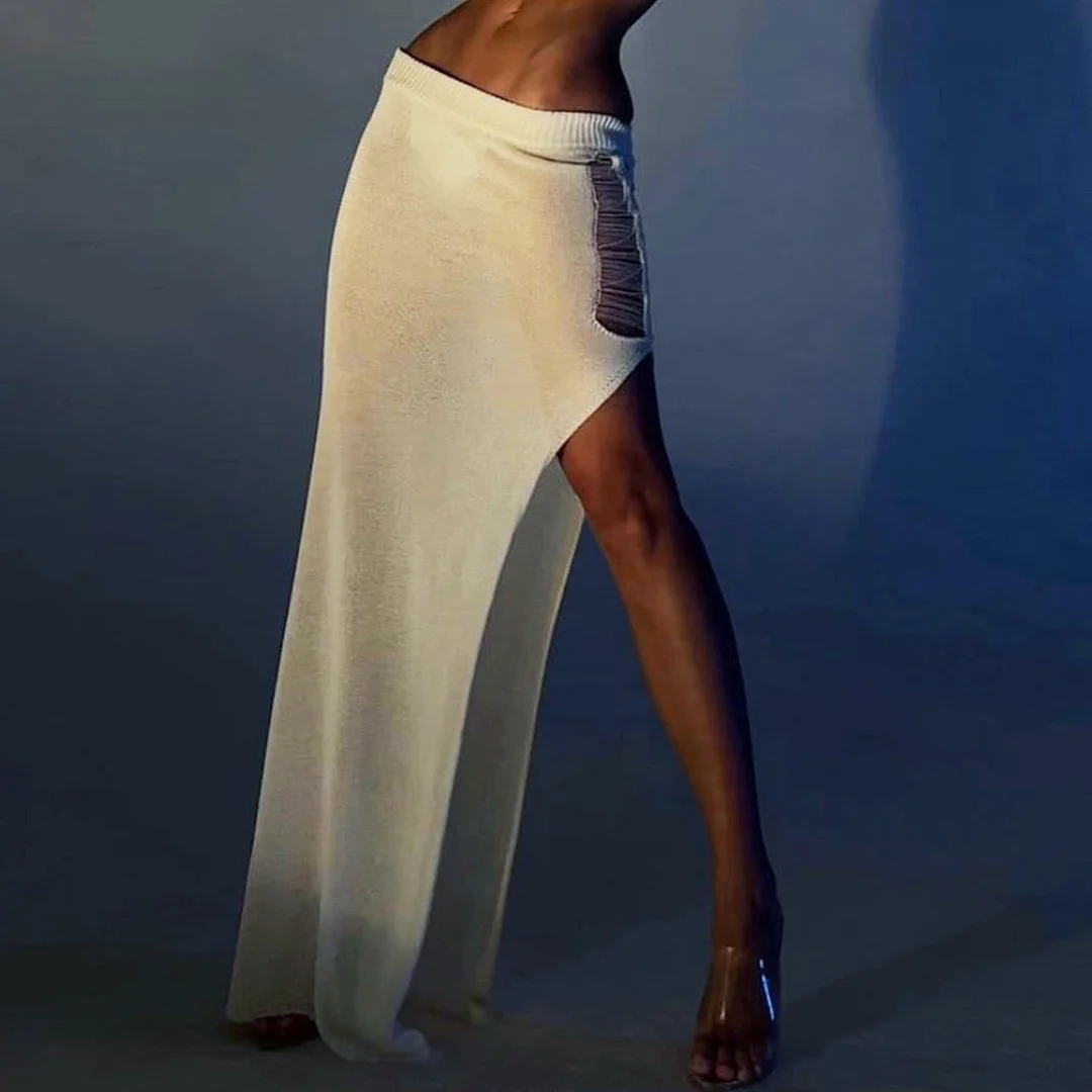 Uveng Explosion Of Women's Clothing Sexy Open Long Dress Twisted Hollow Wool Suit Women's Clothing