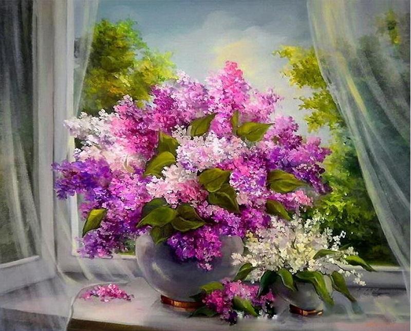 

Purple Flowers Kits Modern Wall Art – Paint By Numbers - 40*50CM, 501 Original