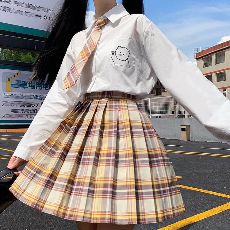Cute Bear JK School Uniform Set - Gotamochi Kawaii Shop, Kawaii Clothes