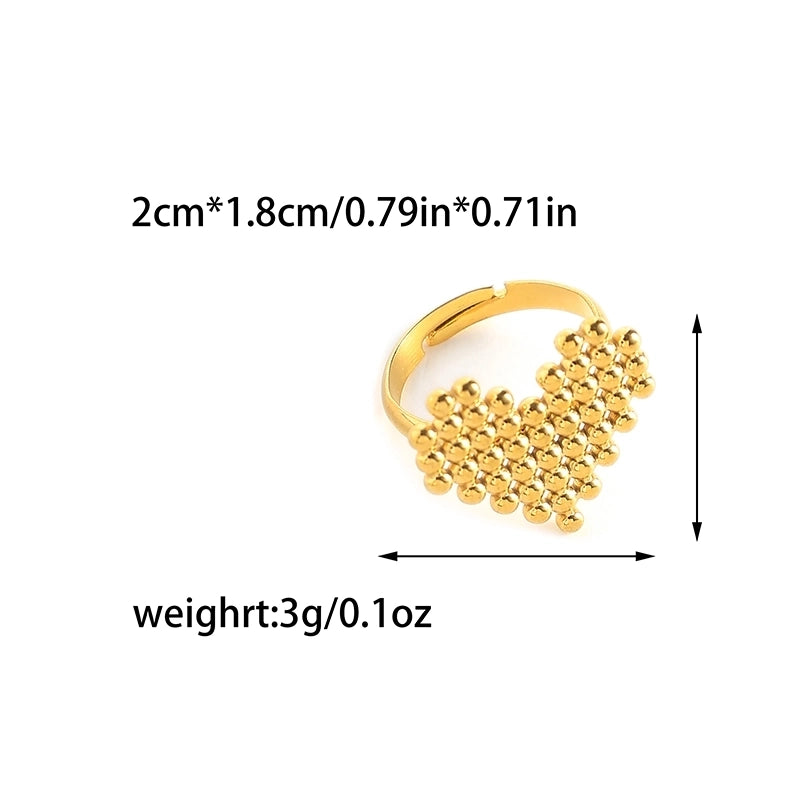 Sweet Minimalist Heart Shape 304 Stainless Steel 14K Gold Plated Plating Open Rings