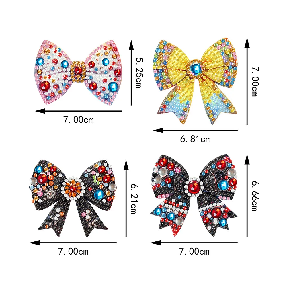 4Pcs DIY Bow Tie Diamond Painting Brooch Diamond Painting Pins Jewelry Kit