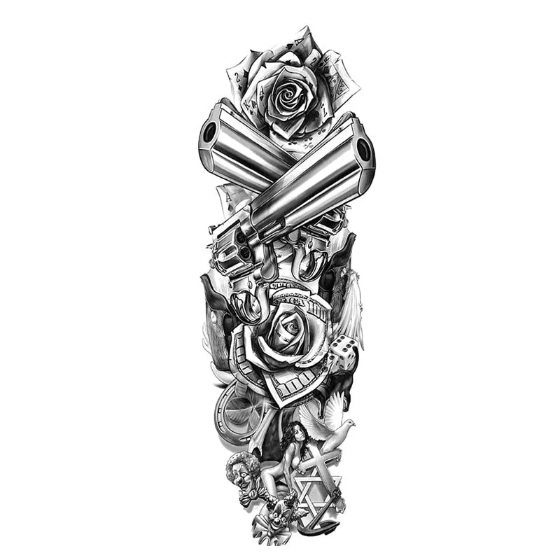 Temporary Tattoos Snake Lion Asian Fake Tattoo Tiger For Men Waterproof Art Mermaid Sticker Paste on Arm Leg Tattoos Body Art