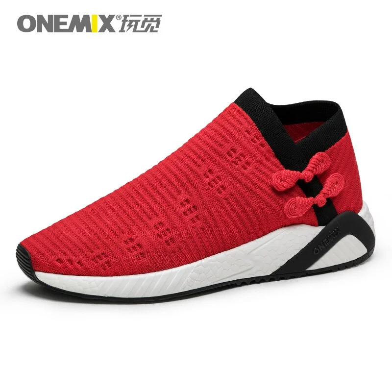ONEMIX Casual Footwear Men Running Shoes Women Sneakers Comfortable Outdoor Jogging Walking Shoes Red Fashion Shoes