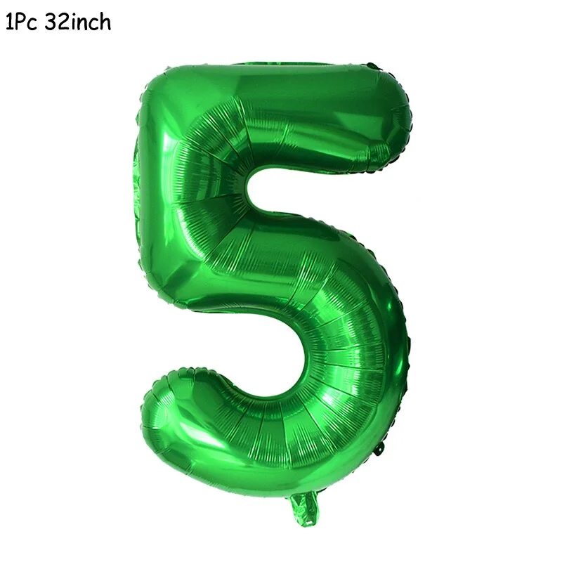 11Pcs Green Foil Number Balloons Dinosaur Latex Balloon Kids Jungle Theme Birthday Safari Forest Party Decorations Baby Shower