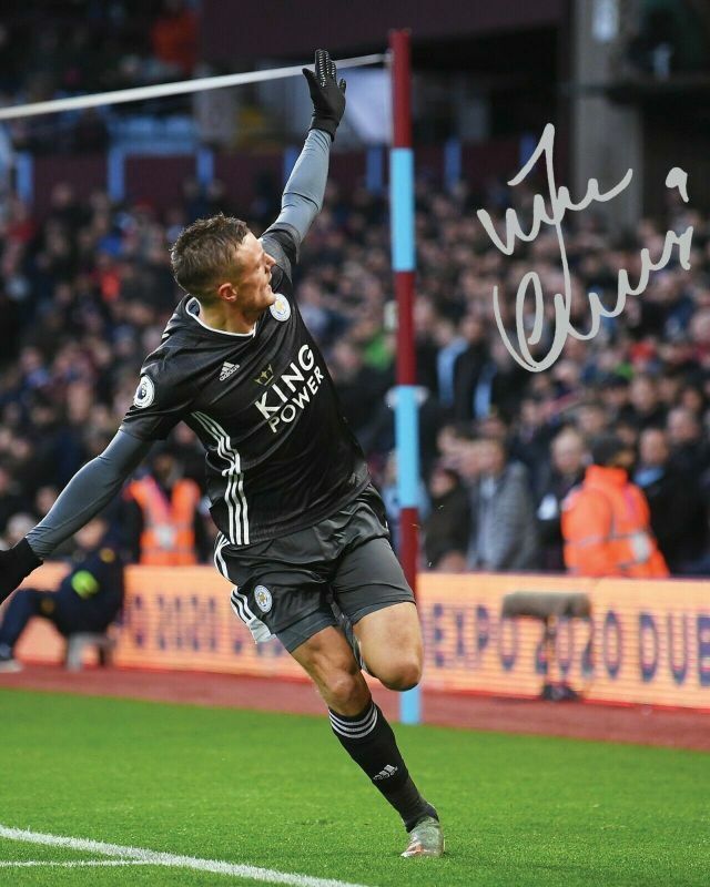 Jamie Vardy - Leicester City Autograph Signed Photo Poster painting Print