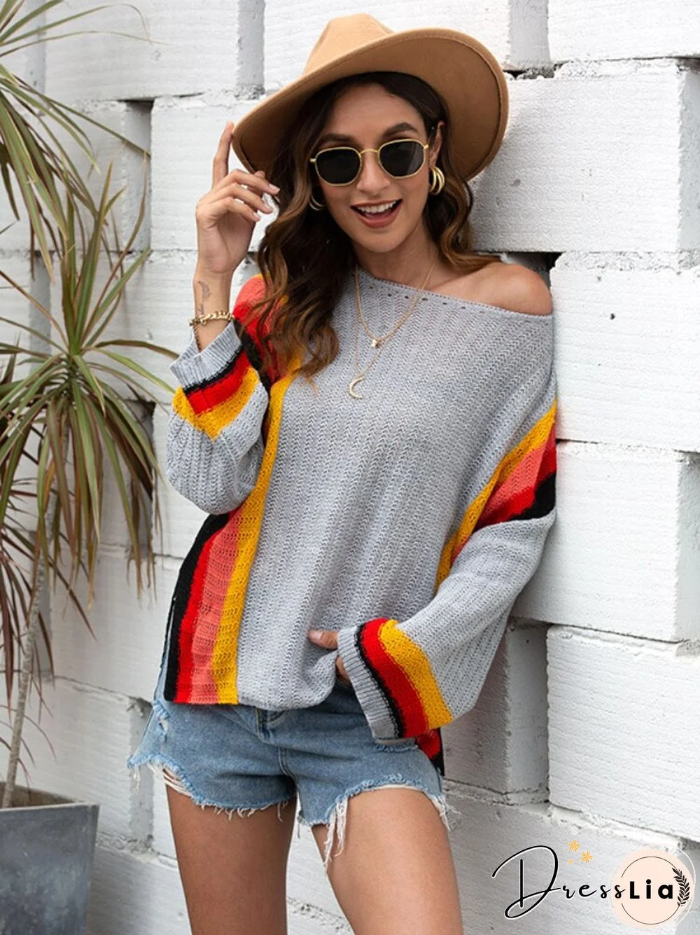 Fashion Tops Women Spring Autumn Hollow Pullover Stitched Knitted Sweater Women's Beach Blouse Oversized Sweater Pullovers