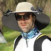 Wide Brim Solar Fan Outdoor Fishing Hat Solar & USB Charging Sunscreen Sun Hat 3 Speeds Fan Male Visor Fisherman Hat for Outdoor Summer Camping Beach