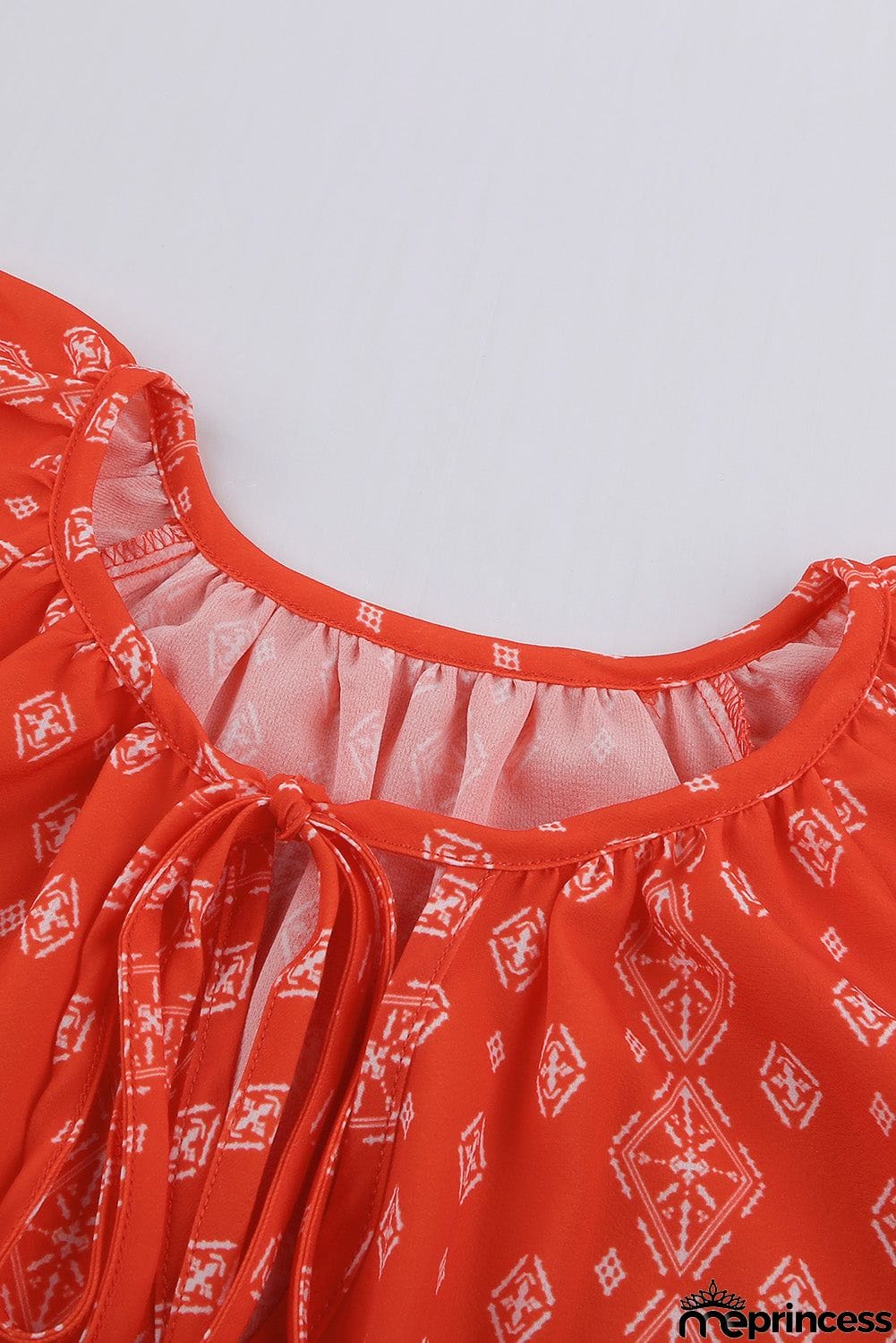 V-neck Short Sleeve Fashion Print Fantasy Fluttering Blouse