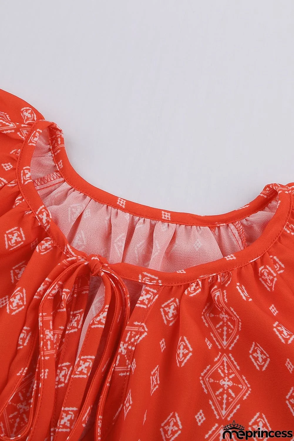 V-neck Short Sleeve Fashion Print Fantasy Fluttering Blouse