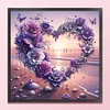 >SALE<Full Embroidery Eco-cotton Thread 11CT Printed Beach Heart Cross Stitch 50x50cm