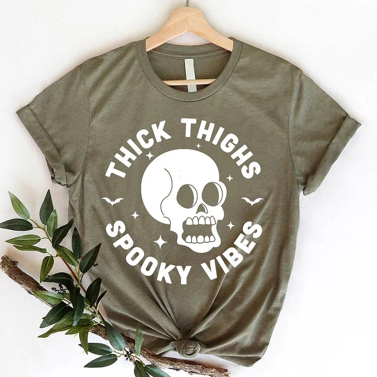 Thick Thighs Spooky Vibes T-Shirt-06963