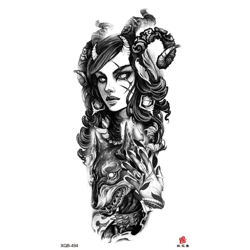 Sdrawing Full-arm Waterproof Tattoo Sticker Symbol Totem Animal Skeleton Small Arm Tattoo Sticker