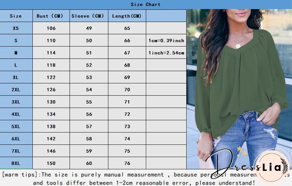 Plus Size XS-8XL Women's Fashion Clothes Pure Color Long Sleeve Shirts Elegant Ladies Casual V-neck Tops Spring and Autumn Bow-knot Lace Up Loose Chiffon Blouse
