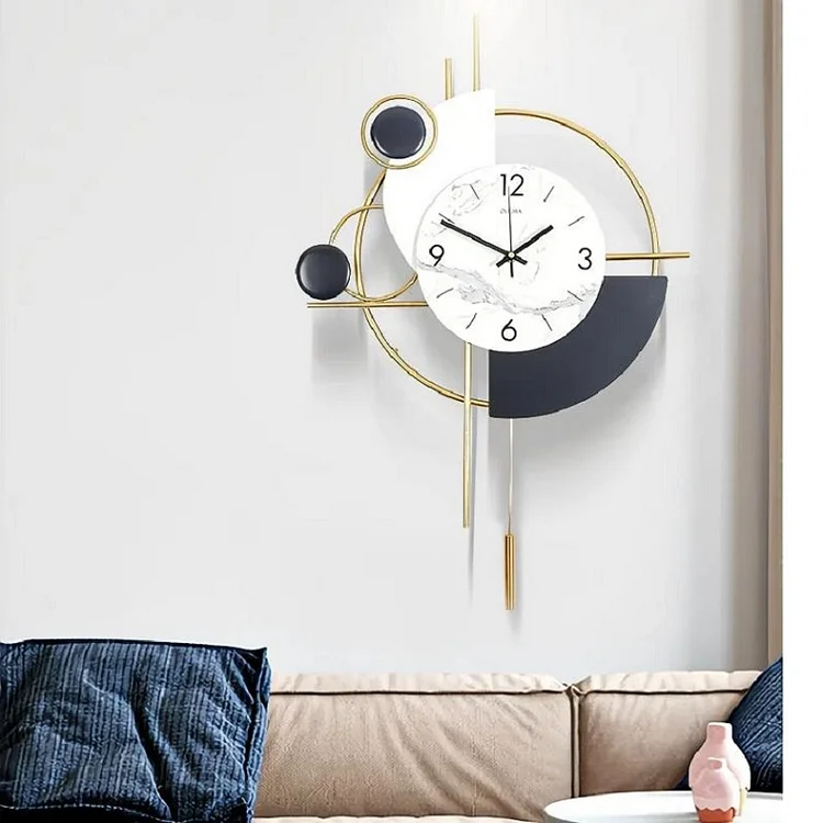 Homemys Modern 3D Round Decoration Mute Metal Home Wall Clock