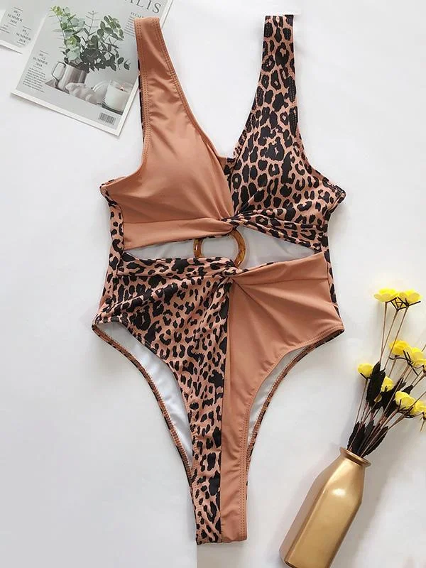 Asymmetric Split-Joint One-Piece Swimwear