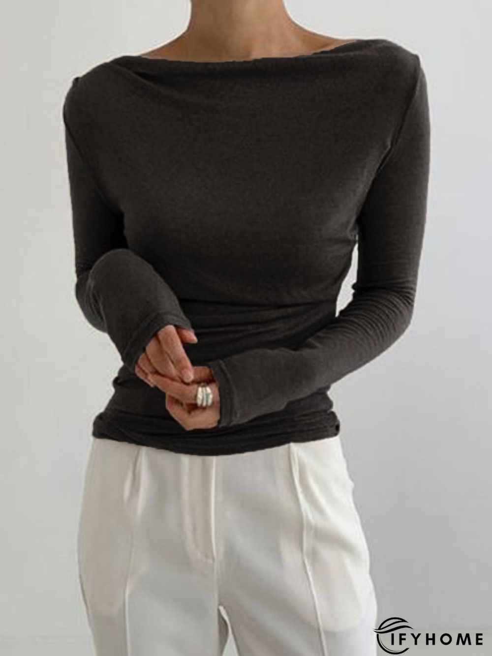 Long Sleeve Skinny Lady Solid Top | IFYHOME