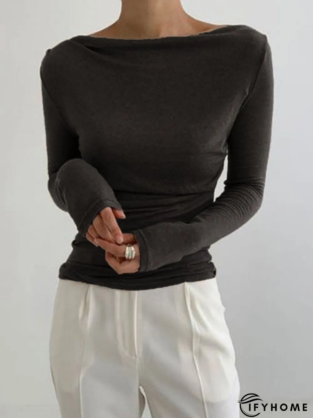 Long Sleeve Skinny Lady Solid Top | IFYHOME