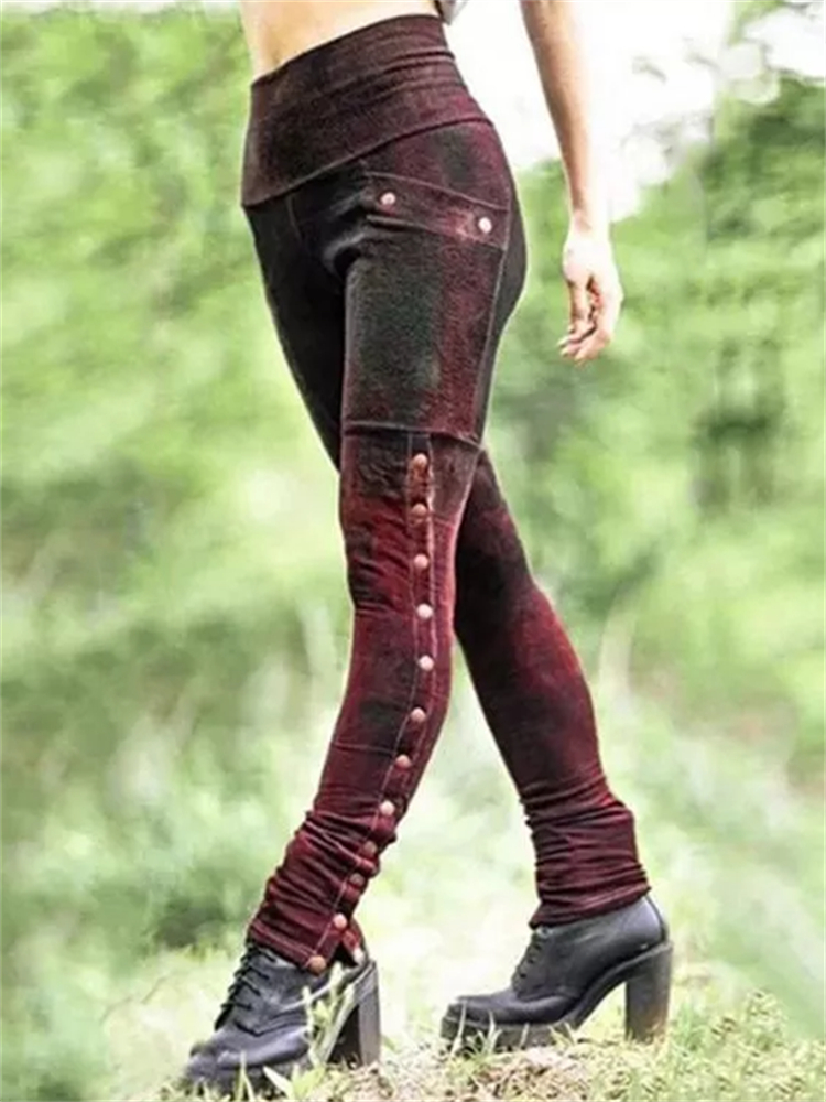 Faded Button Accent Tie Dye Leggings wearshes