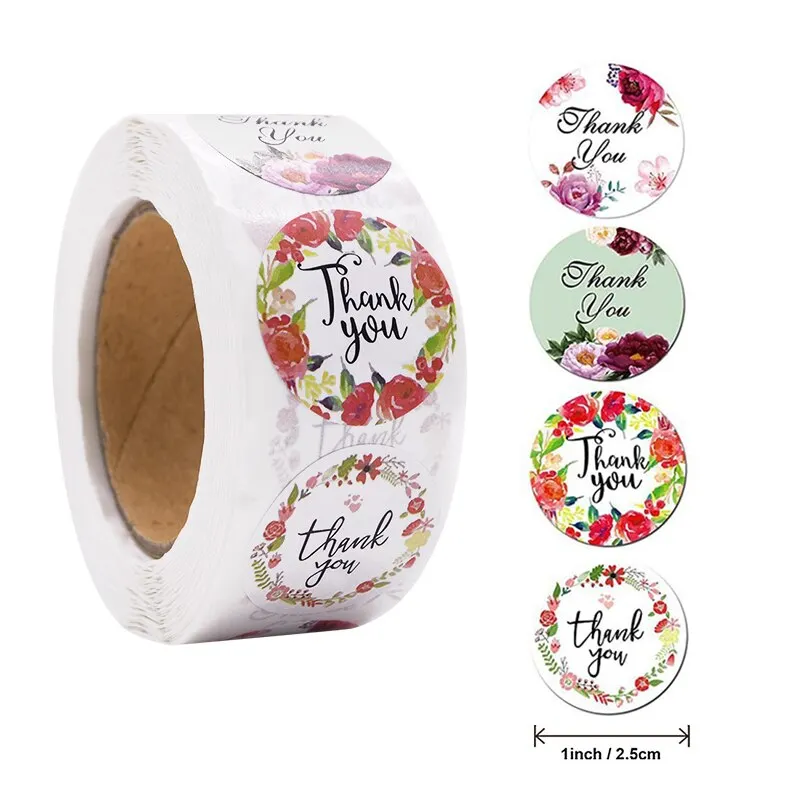 500pcs 1inch Thank You Stickers Round Seal Label Stationery Stickers Wedding Birthday Party Decoration Handmade Christmas Gifts