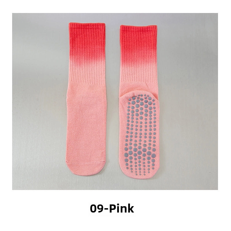 Simple Autumn And Winter Gradient Yoga Women’s Socks Non-slip Sports Socks Girls’ Pilates Mid-calf Socks Direct Sales