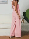 Solid Color Spaghetti-neck Jumpsuits