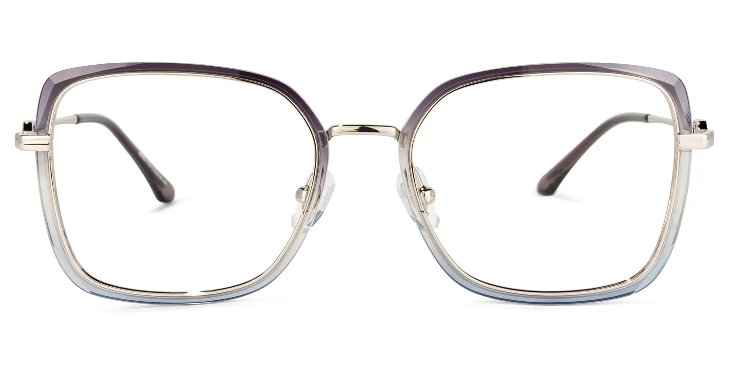 Zabdi Grau-Blau Quadratisch Brille Grau-Blau