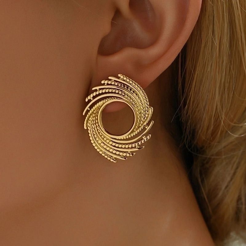 1 Pair Hawaiian Vacation Minimalist Geometric Inlay 201 Stainless Steel Plastic 18K Gold Plated Drop Earrings Ear Studs