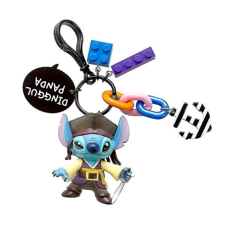 Cartoon Stitch Doll Pirate Captain Keychain Key Ring Pendant Bag Ornaments
