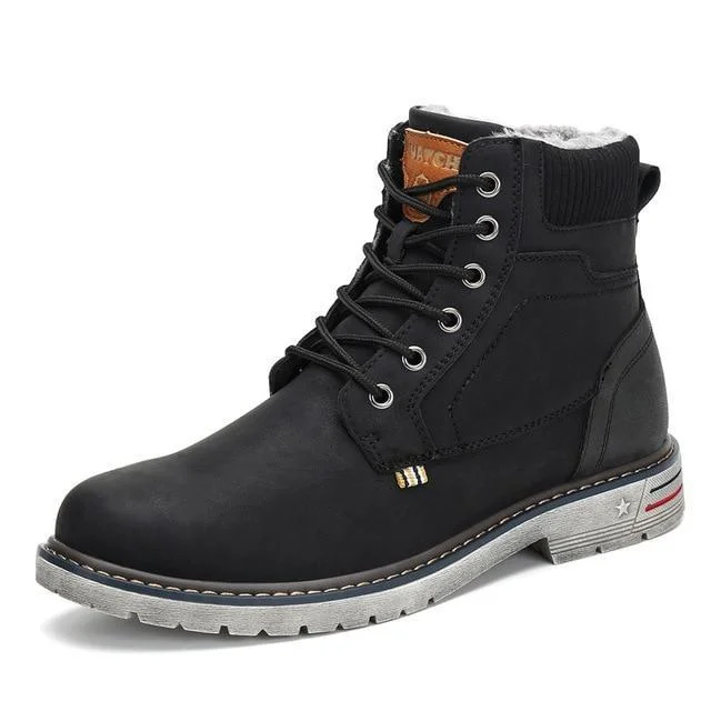 Men Boots Outdoor Warm Ankle Flat Anti-Skid Safety Snow Boots